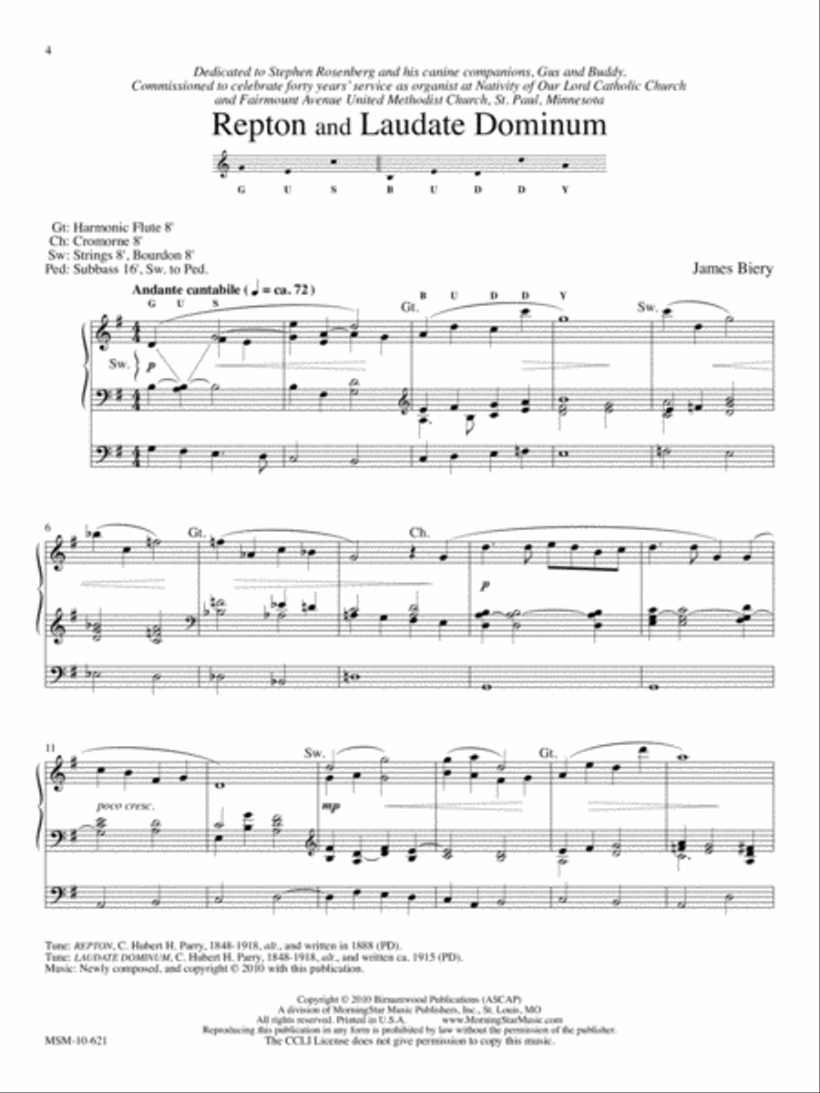 Repton and Laudate Dominum Organ scores gallery preview page 1
