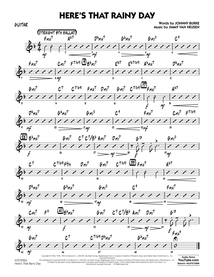 Here's That Rainy Day - Guitar Part scores gallery preview page 1