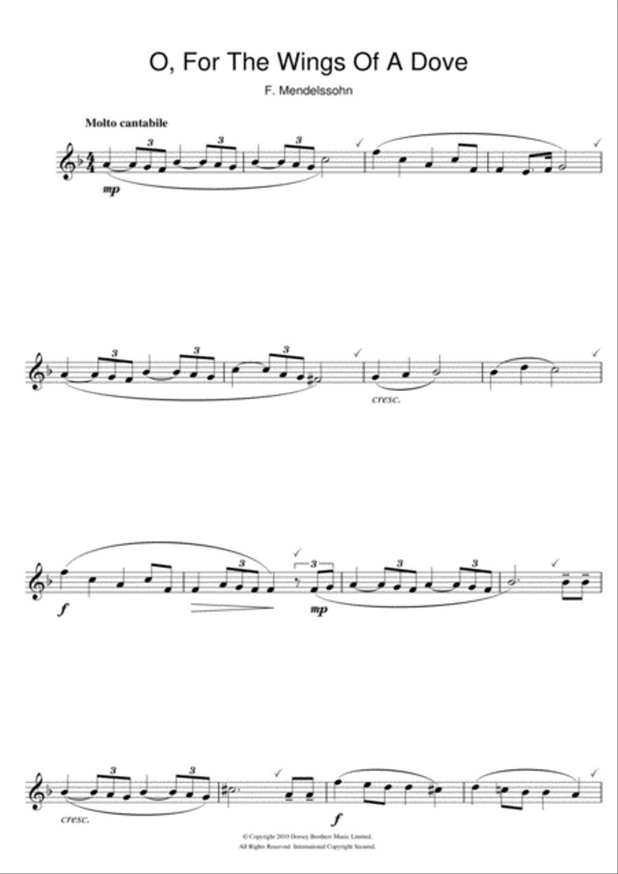 O For The Wings Of A Dove Flute Solo scores gallery preview page 1