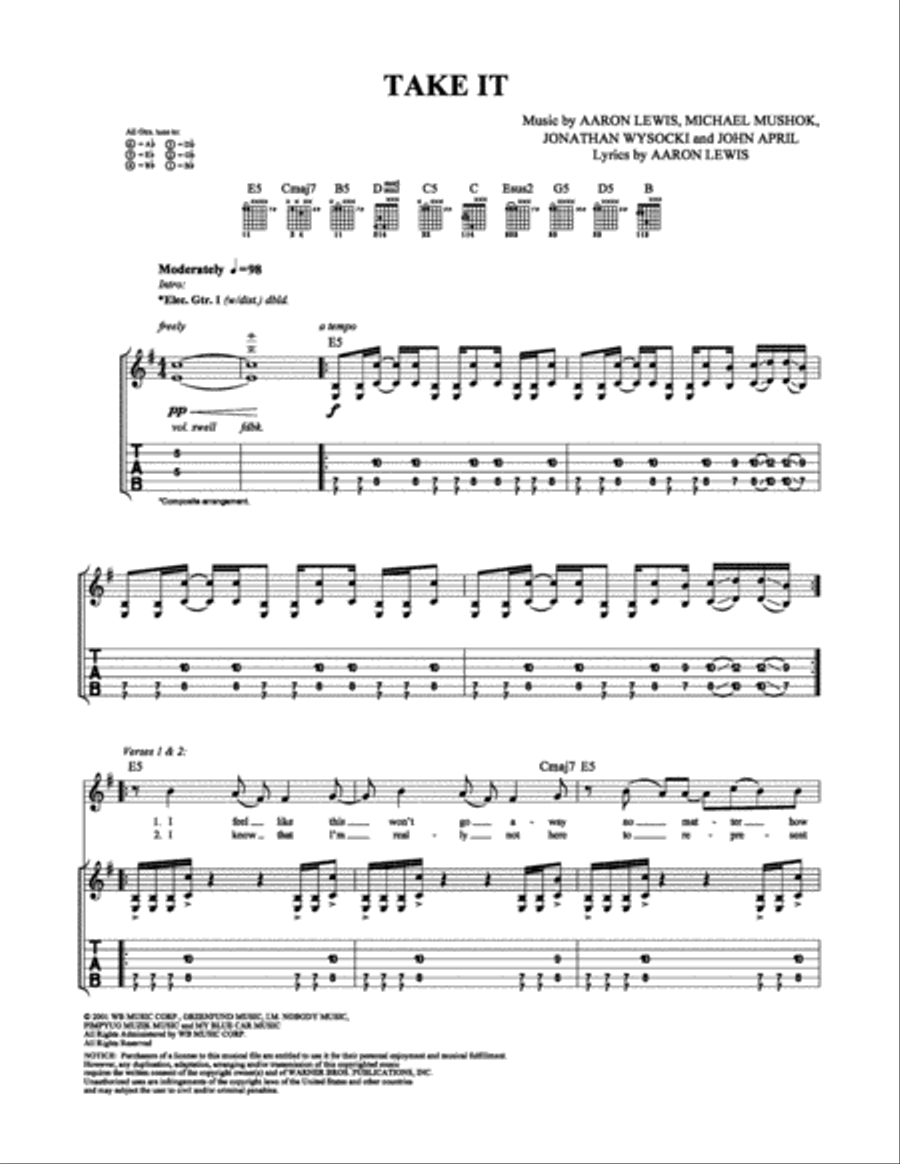 Take It Electric Guitar scores gallery preview page 1