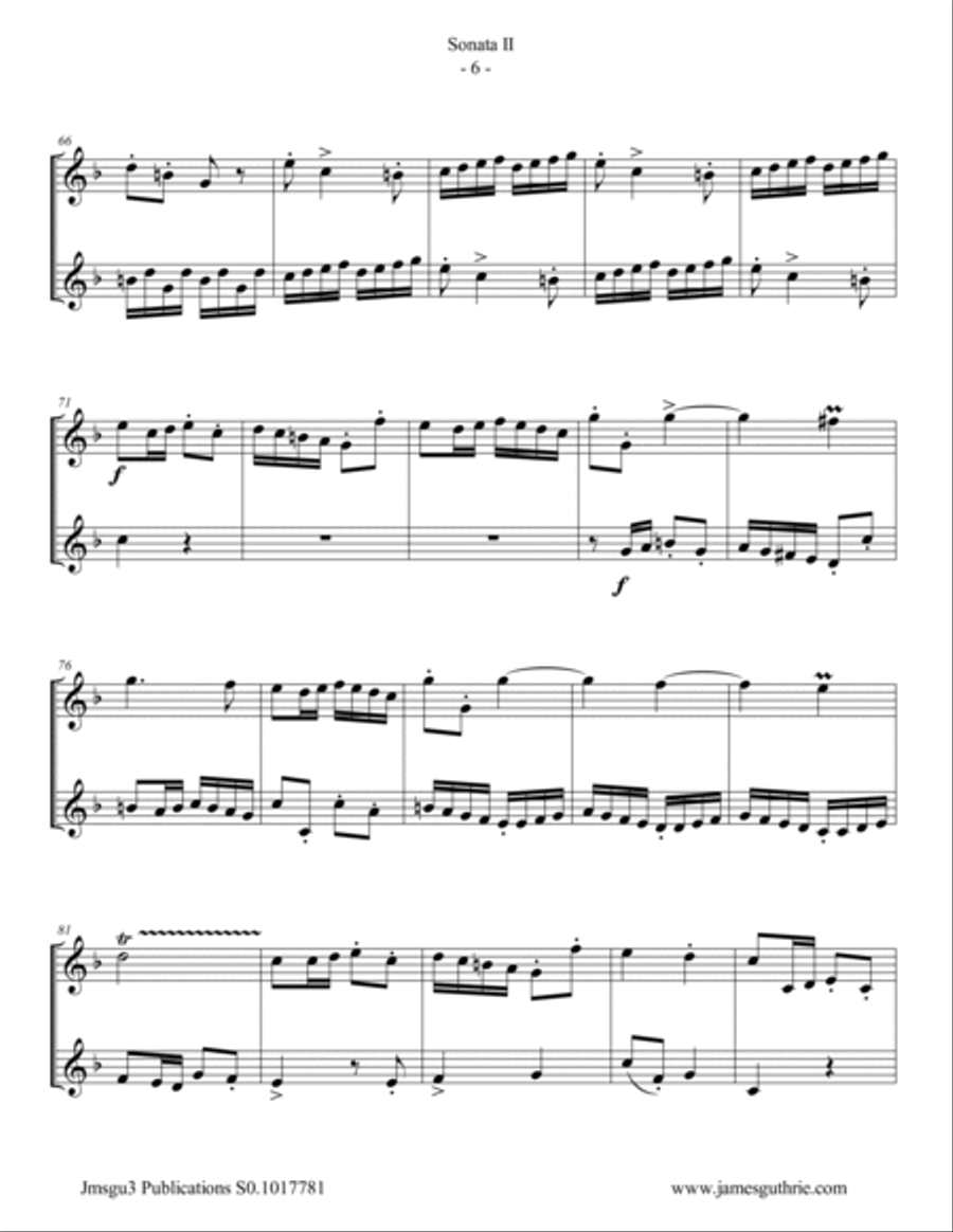 Handel: Sonata No. 2 for Alto Flute Duo Flute Duet scores gallery preview page 6