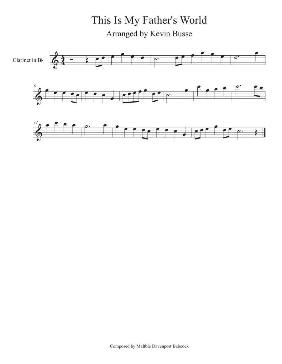 This Is My Father's World (Easy key of C) - Clarinet