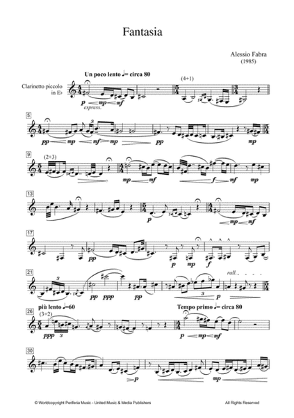 Fantasia for E-flat Clarinet Solo