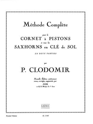 Book cover for Complete Method For Cornet And Saxhorns In Treble Clef (volume 1)