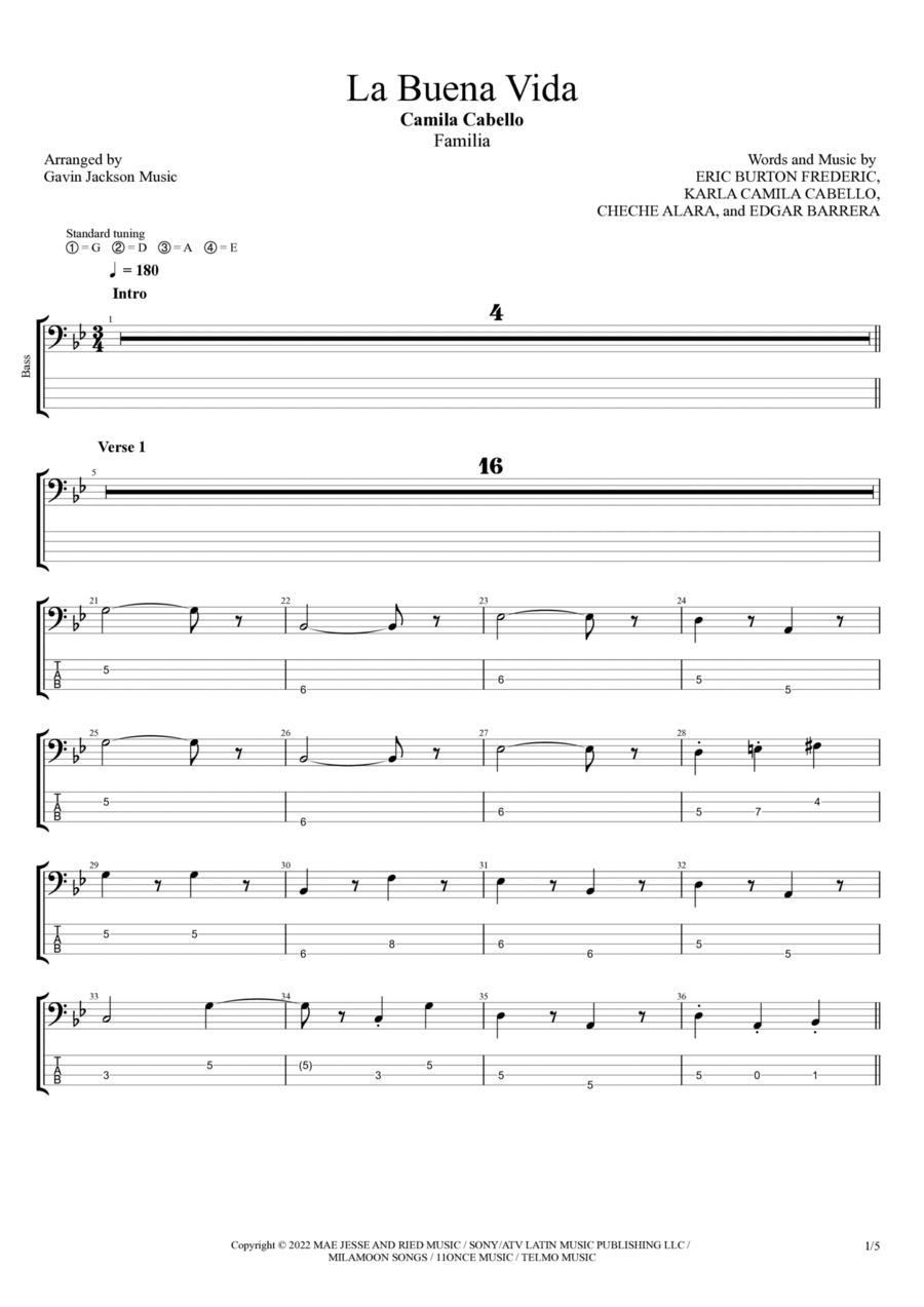 La Buena Vida La Buena Vida Guitar Tablature scores gallery preview page 1