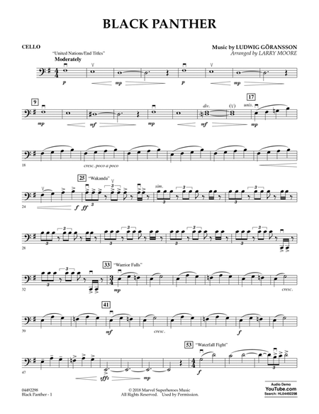 Black Panther (arr. Larry Moore) - Cello by Ludwig Goransson Cello - Digital Sheet Music