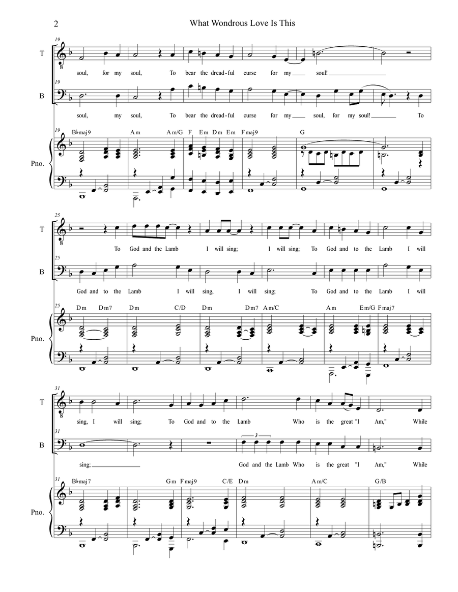 What Wondrous Love Is This (Duet for Tenor and Bass Solo) Tenor Voice scores gallery preview page 2