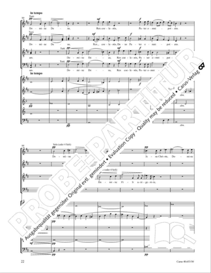 Mass in D Major (Missa in D) 4-Part scores gallery preview page 23