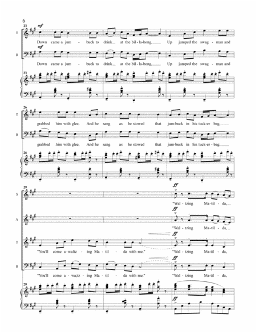 Waltzing Matilda Waltzing Matilda 4-Part scores gallery preview page 6