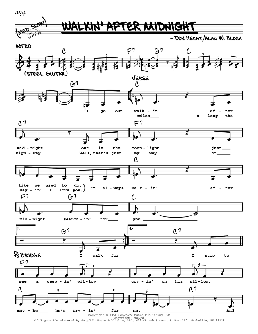 Walkin' After Midnight Voice scores gallery preview page 1
