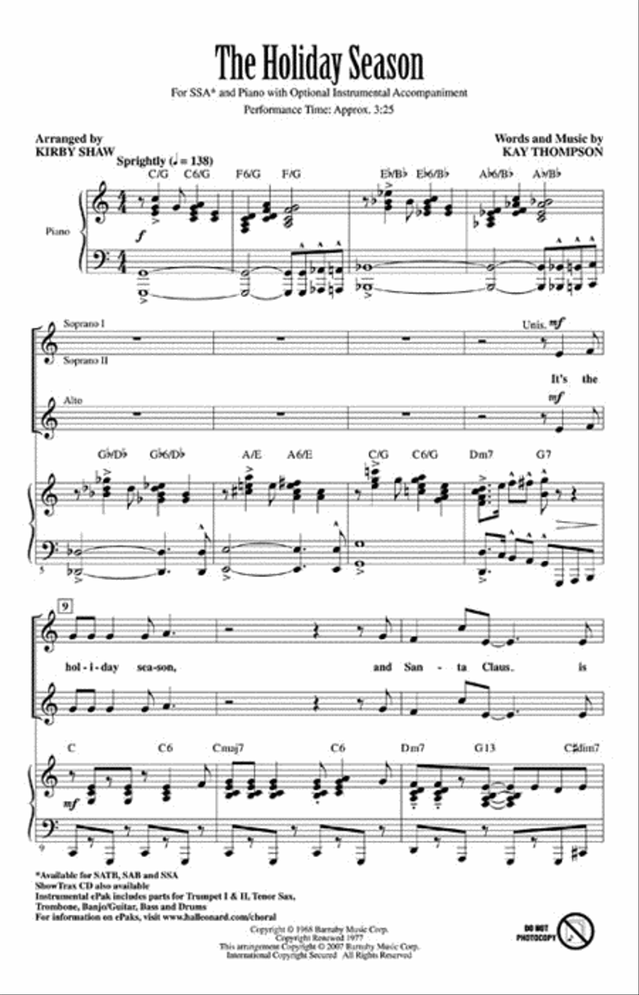 The Holiday Season The Holiday Season SSA scores gallery preview page 2