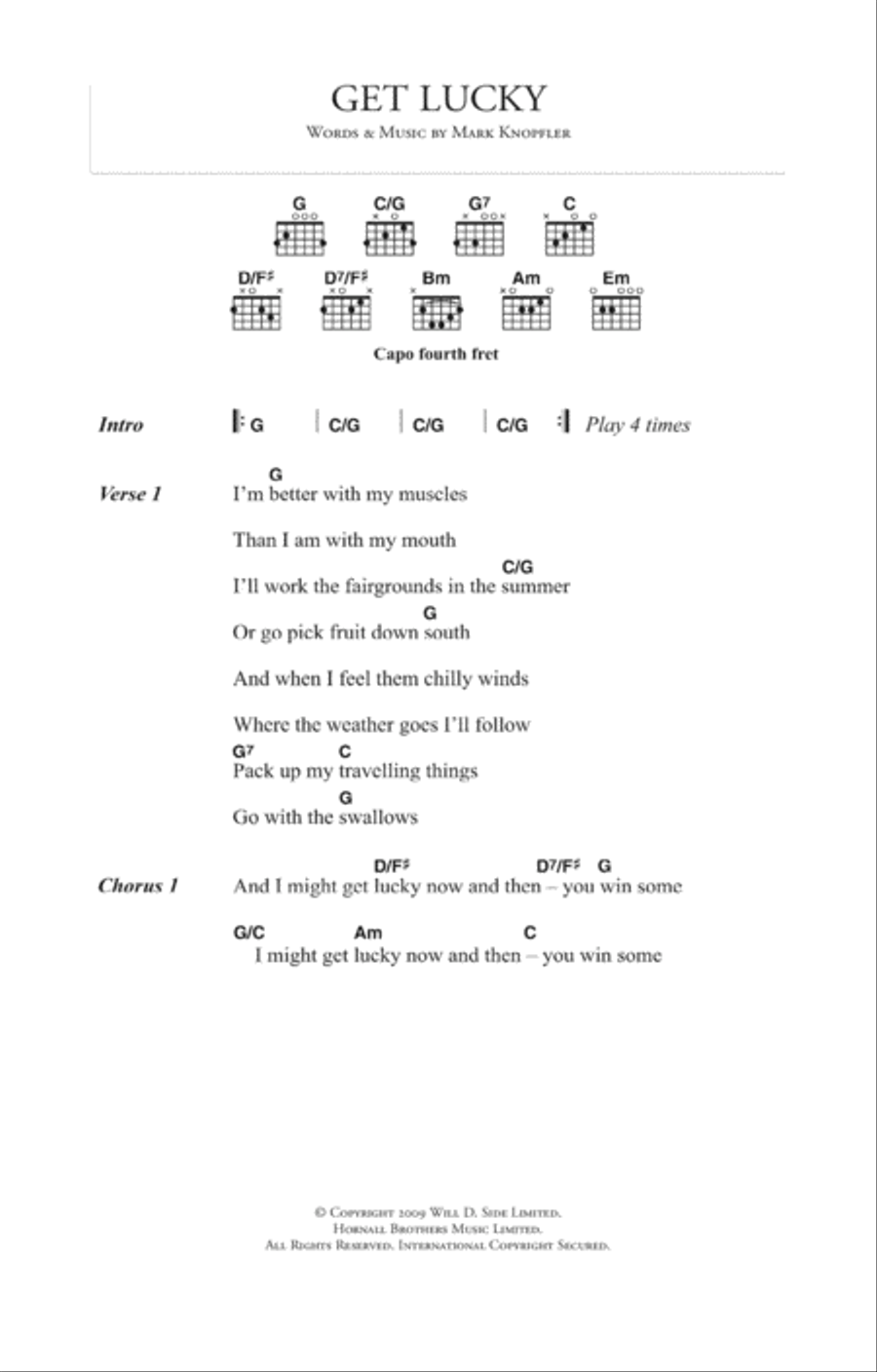 Get Lucky by Mark Knopfler Electric Guitar Digital Sheet Music