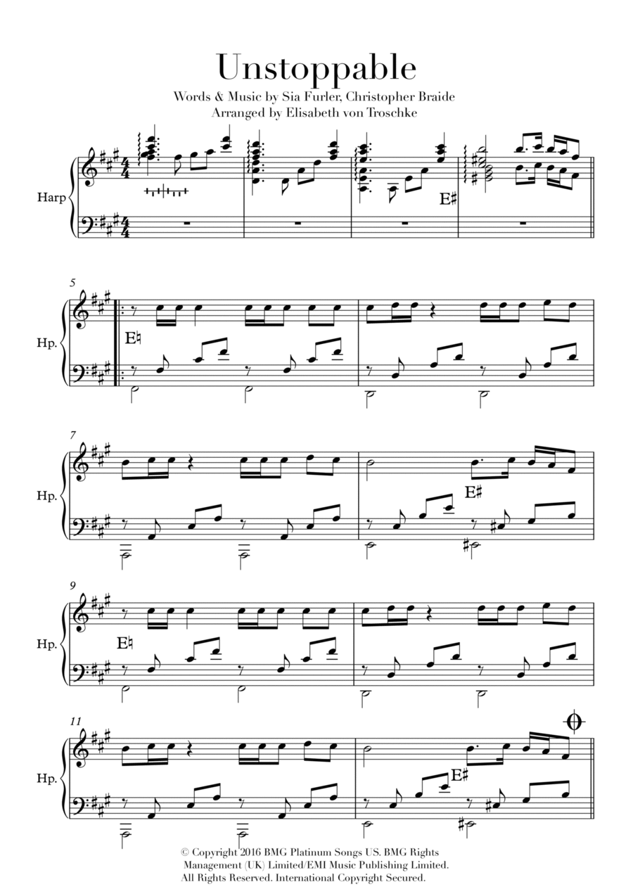 Unstoppable Unstoppable Harp scores gallery preview page 1