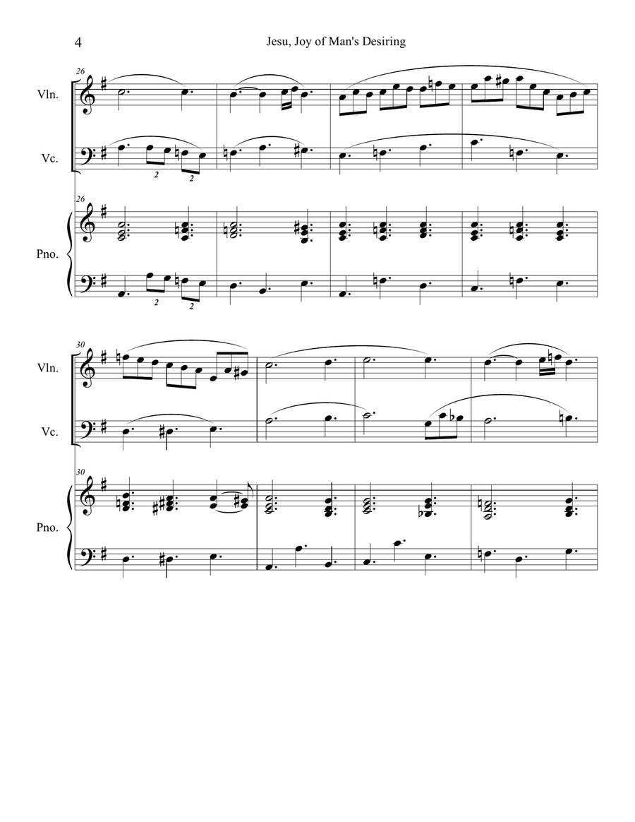 Jesu, Joy of Man's Desiring (Violin and Cello Duet) with optional piano accompaniment Piano Trio scores gallery preview page 4