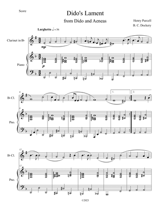 Dido's Lament (Clarinet Solo with Piano Accompaniment)