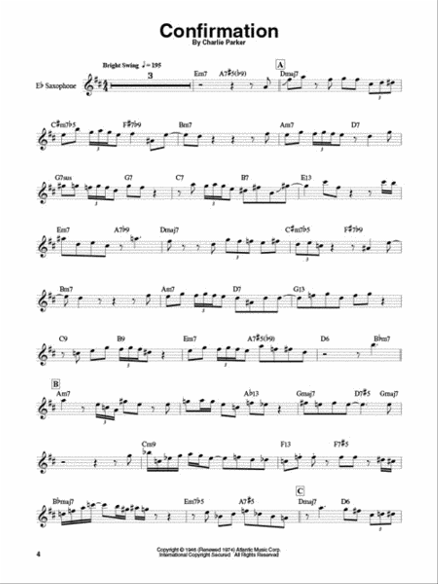 Charlie Parker Saxophone Solo scores gallery preview page 4