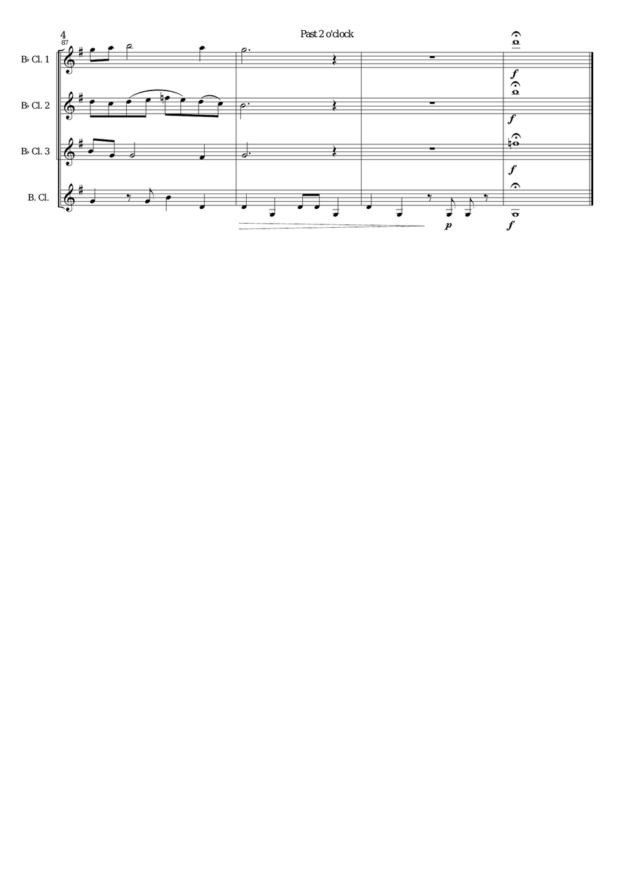 Past 2 o'clock for clarinet quartet Clarinet Quartet scores gallery preview page 4