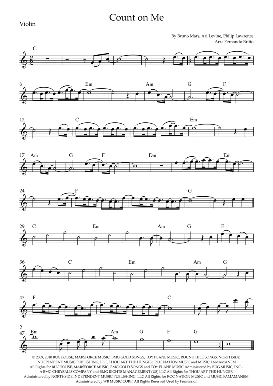 Count On Me Count On Me Violin Solo scores gallery preview page 1