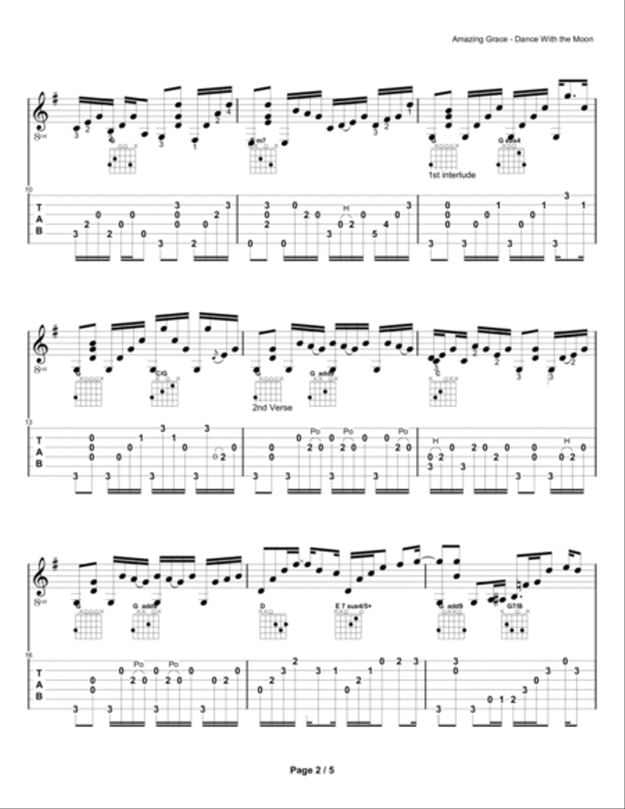 Amazing Grace Acoustic Guitar scores gallery preview page 2