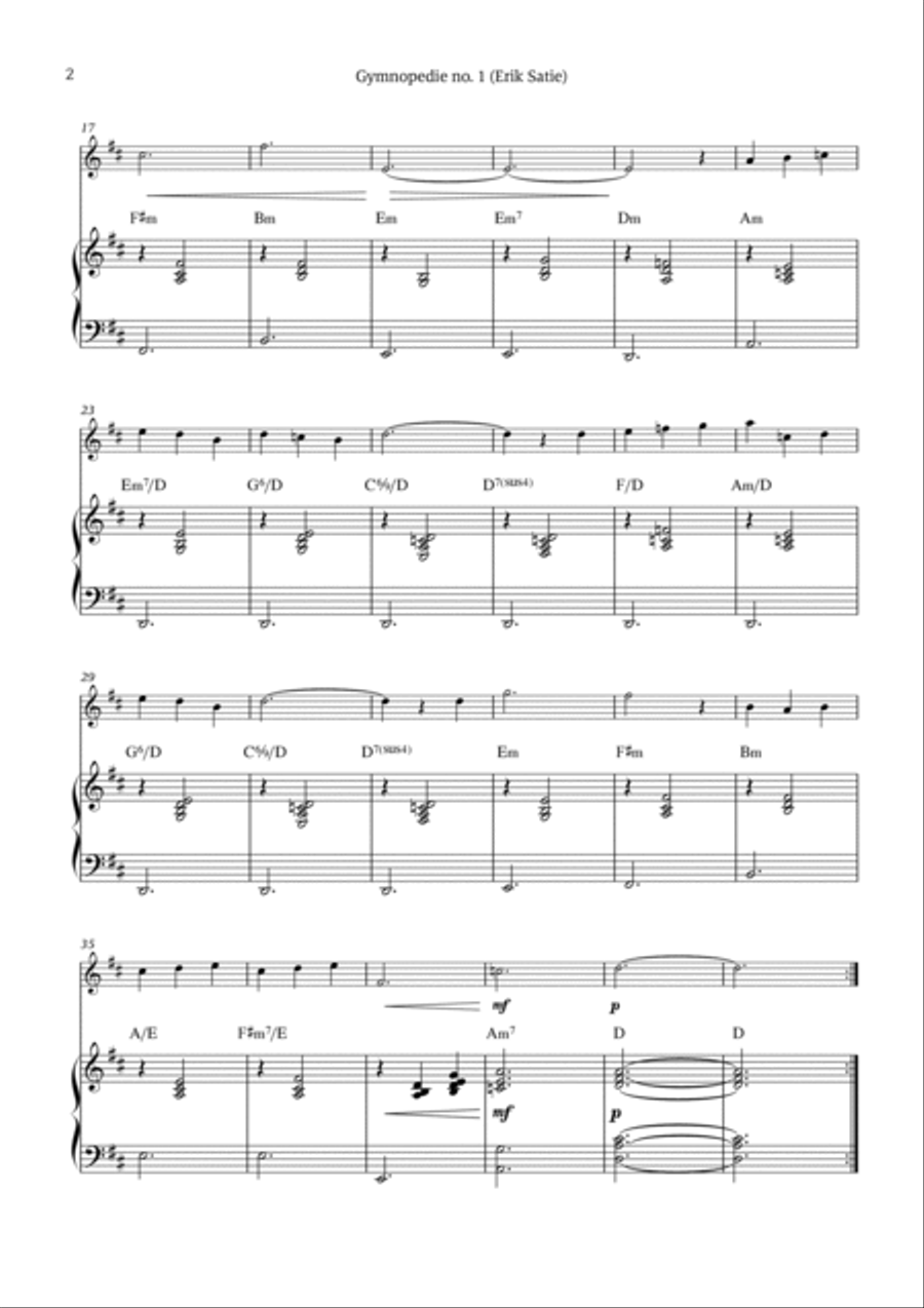 Gymnopédie no. 1 Chamber Music scores gallery preview page 2