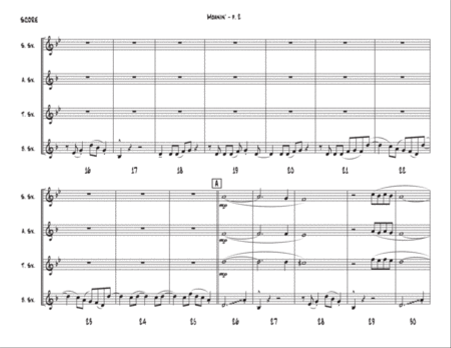 Moanin' Saxophone Quartet scores gallery preview page 2