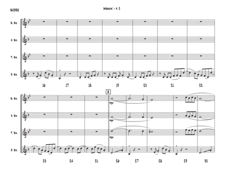 Moanin' by Charles Mingus Saxophone Quartet - Digital Sheet Music