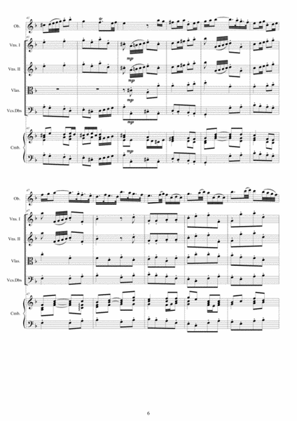 Six Oboe Concertos for Oboe, Strings and Continuo - Book 1 - Scores and Parts