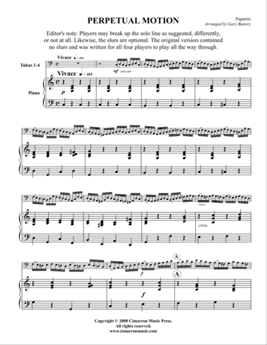 Moto Perpetuo (Perpetual Motion) Tuba scores gallery preview page 1