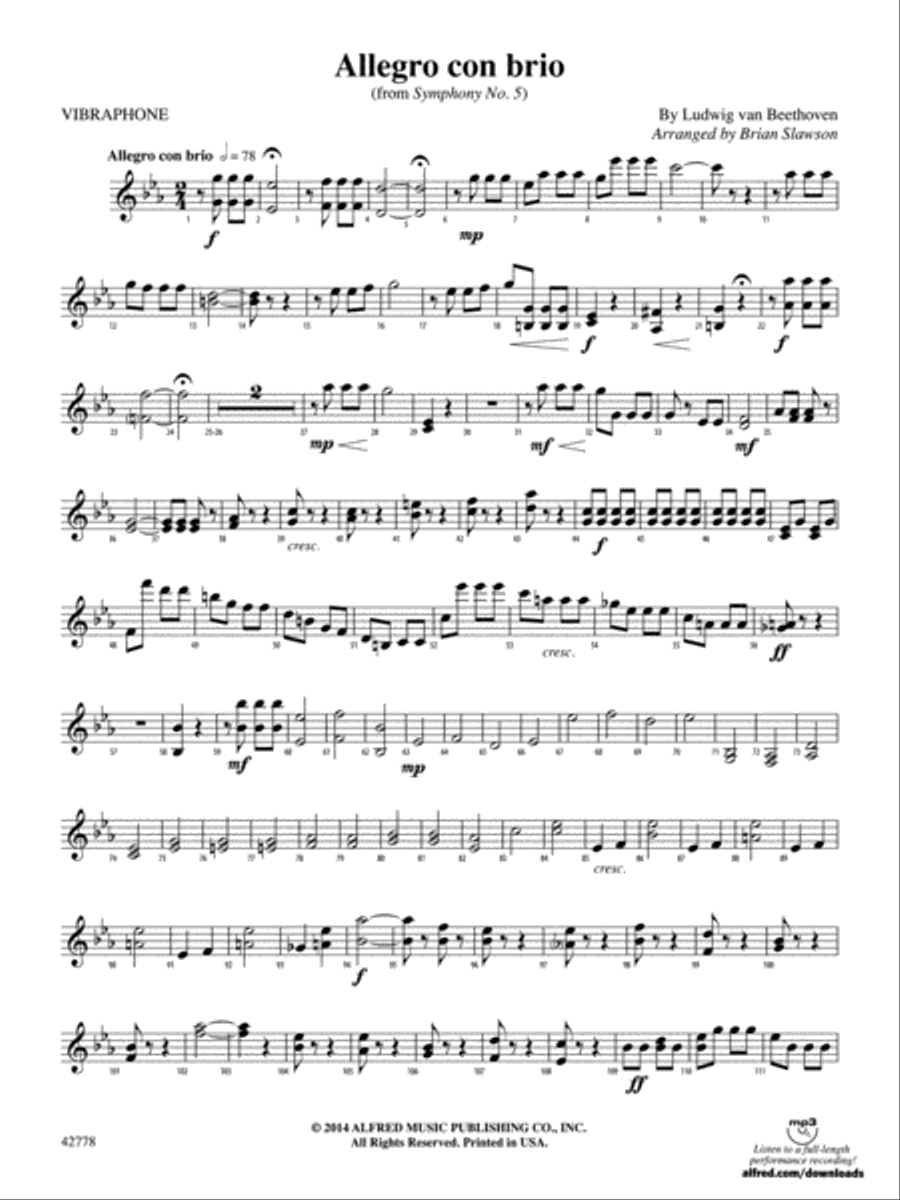 Classic Mallet Trios---Beethoven: Vibraphone Percussion scores gallery preview page 1
