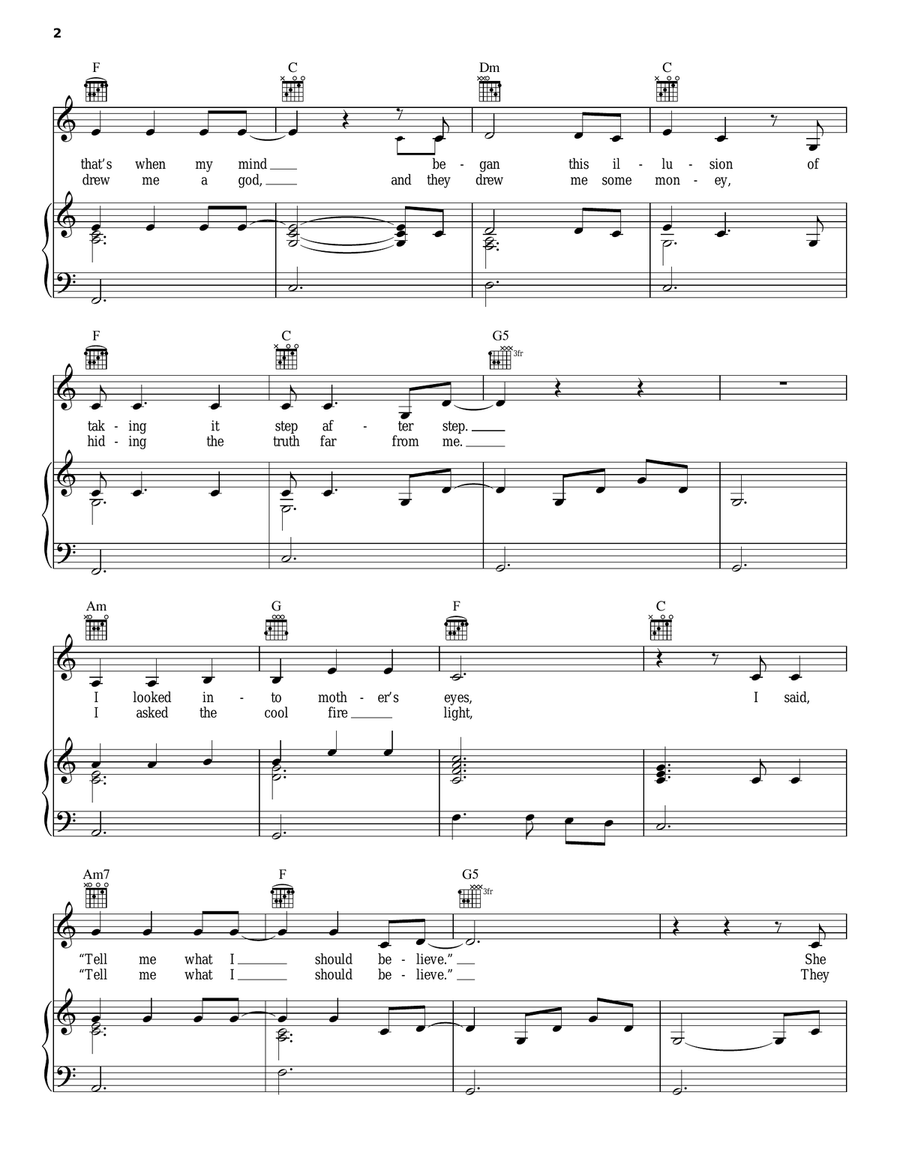 Gently We Row Piano, Vocal, Guitar scores gallery preview page 2