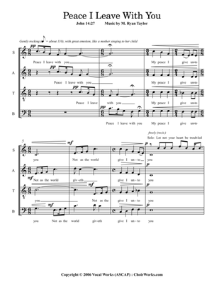 Book cover for Peace I Leave With You (John 14:27) : SATB Acapella and Soprano Soloist