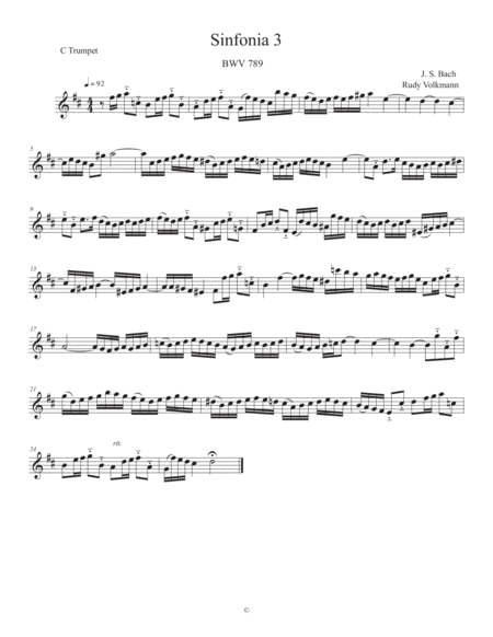 Sinfonia 3, J. S. Bach, adapted for C trumpet, Trombone, and Tuba image number null