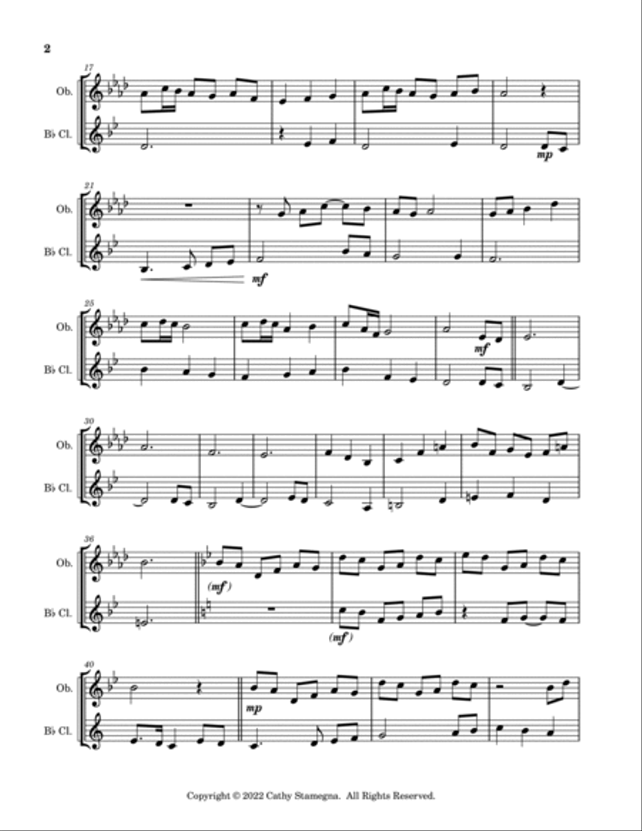 The First Noel (Oboe/Bb Clarinet Duet) Woodwind Duet scores gallery preview page 3
