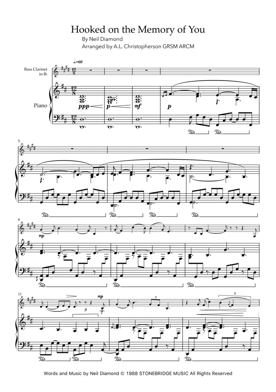 Hooked On The Memory Of You Bass Clarinet scores gallery preview page 1