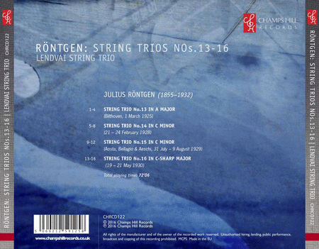 Julius Rontgenn: String Trios Nos. 13-16