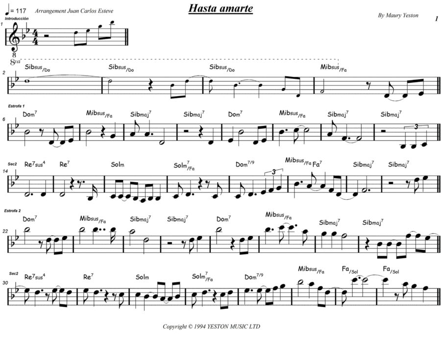 Hasta Amarte Piano scores gallery preview page 1