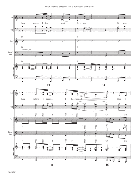 Back to the Church in the Wildwood - Rhythm Score and Parts
