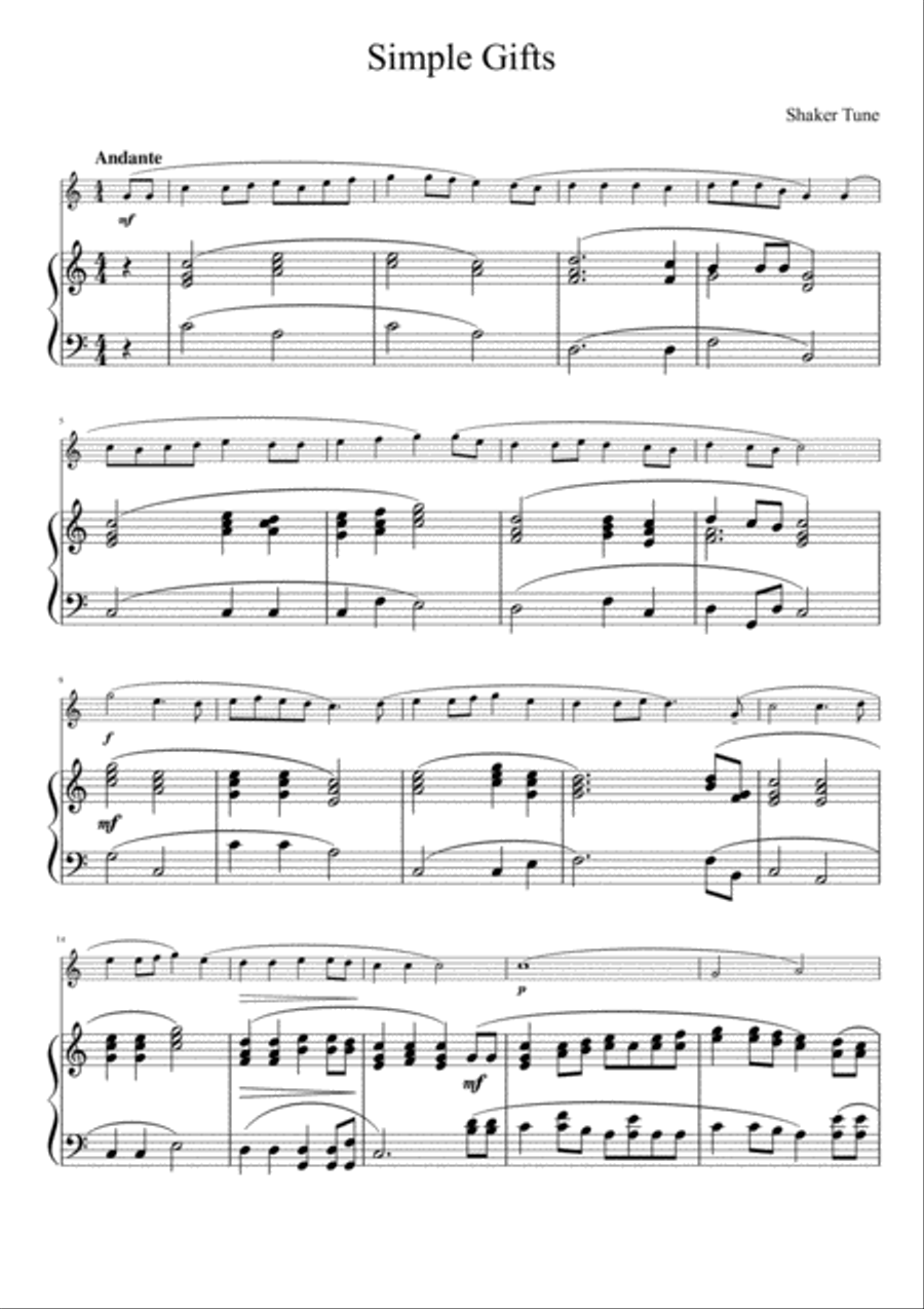 Simple Gifts Piano scores gallery preview page 2