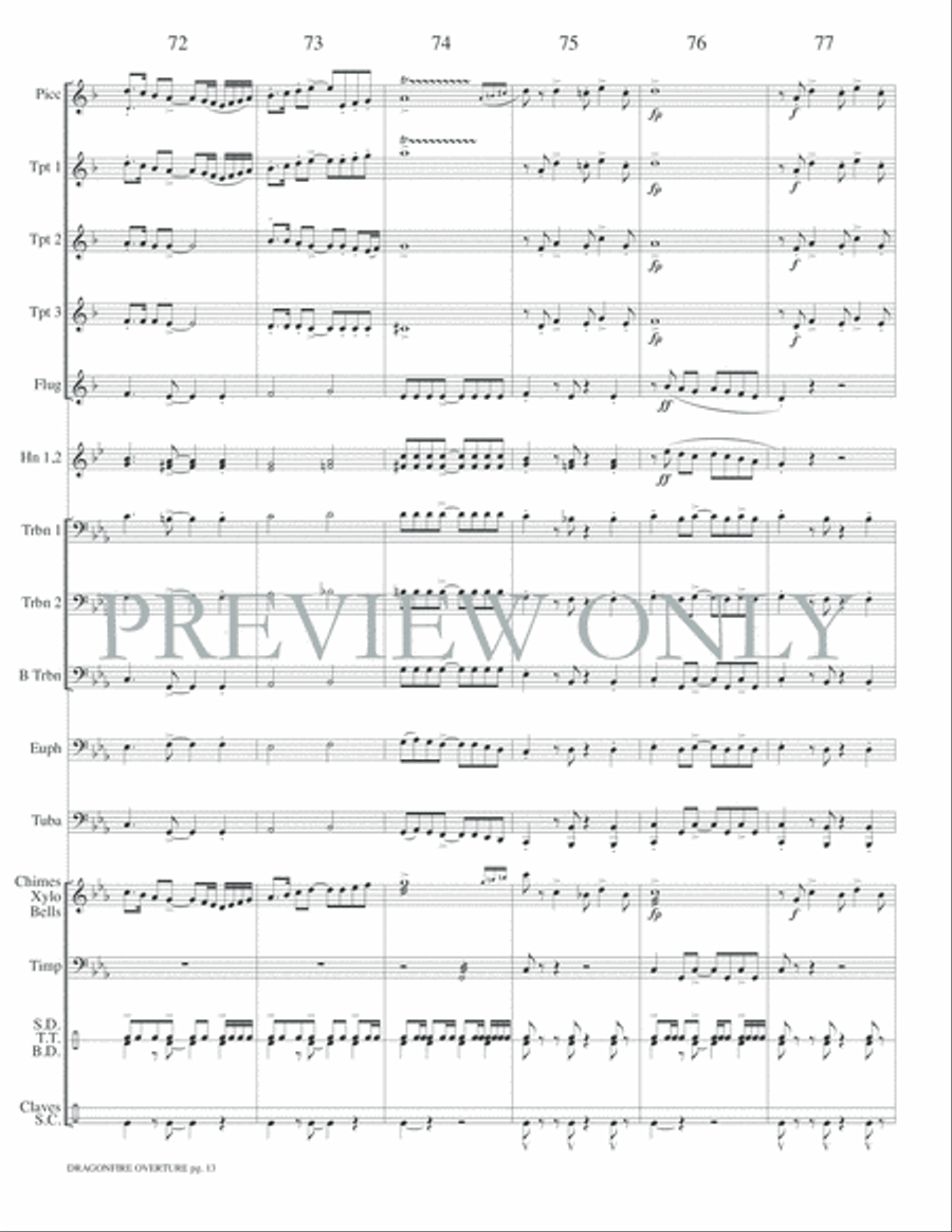 Dragonfire Overture Small Ensemble scores gallery preview page 15