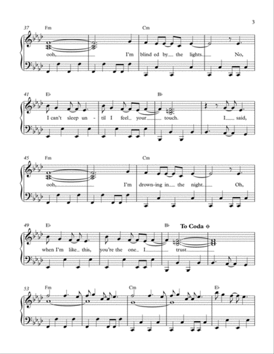 Blinding Lights Blinding Lights Easy Piano scores gallery preview page 3