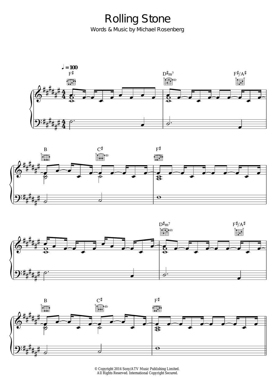 Rolling Stone Rolling Stone Piano, Vocal scores gallery preview page 1