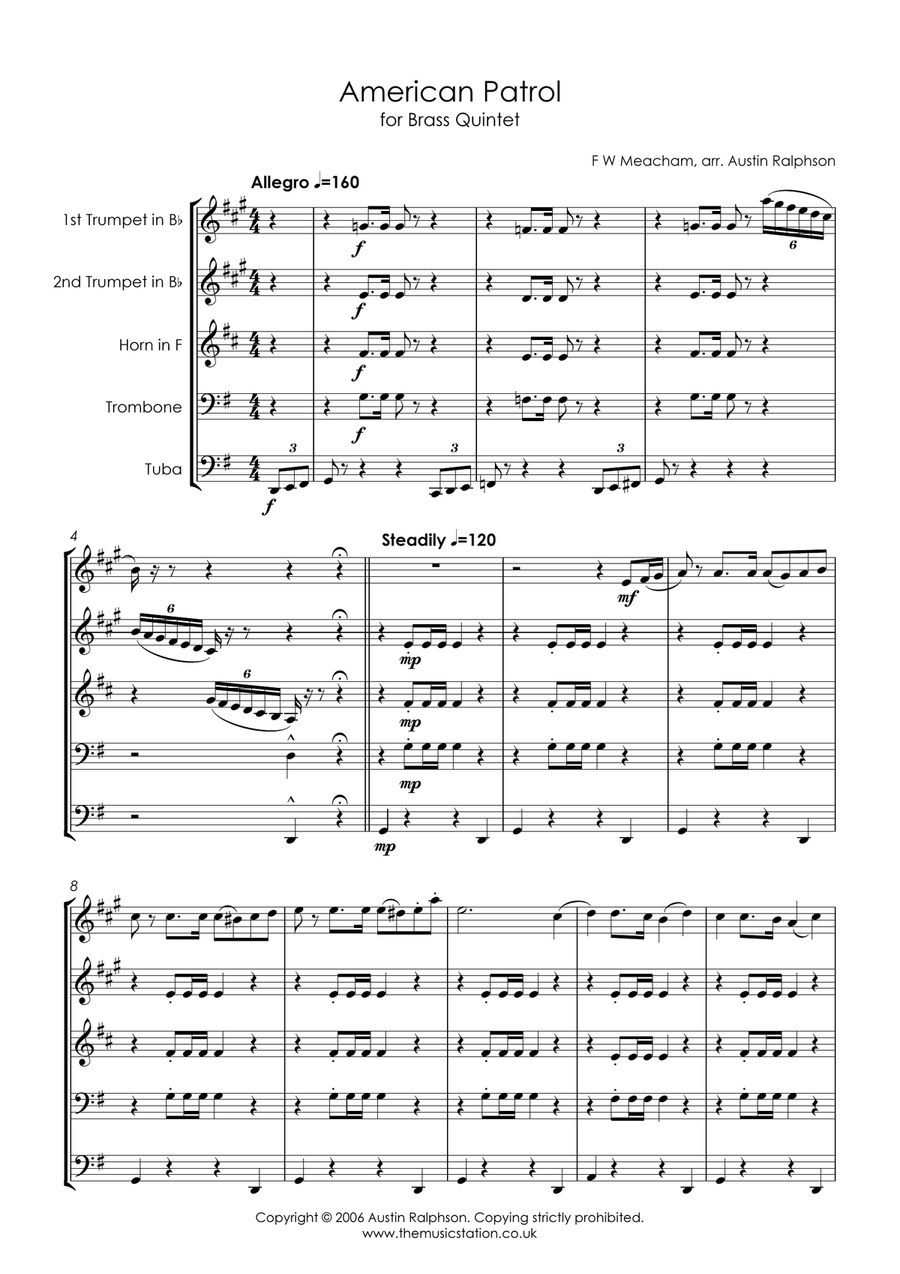 American Patrol - brass quintet Brass Quintet scores gallery preview page 3