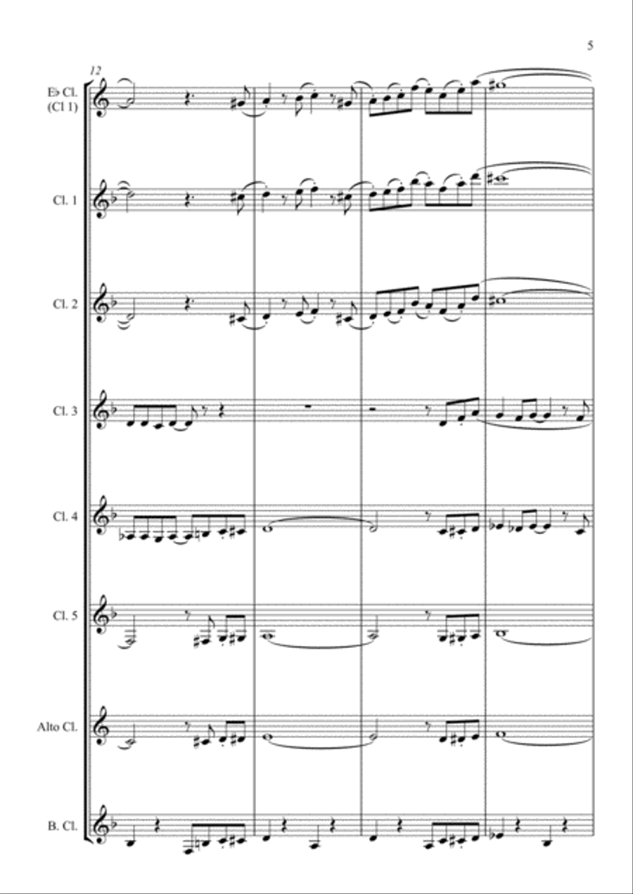 The Pink Panther from THE PINK PANTHER Clarinet Choir scores gallery preview page 5