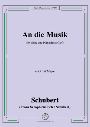 Book cover for Schubert-An die Musik in G flat Major(Bass Clef)