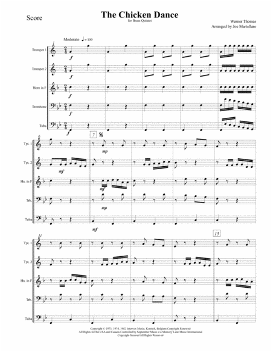 The Chicken Dance Brass Ensemble scores gallery preview page 2
