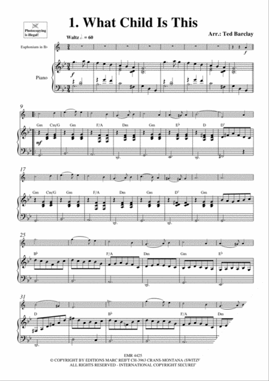 10 Easy Christmas Solos Euphonium scores gallery preview page 3