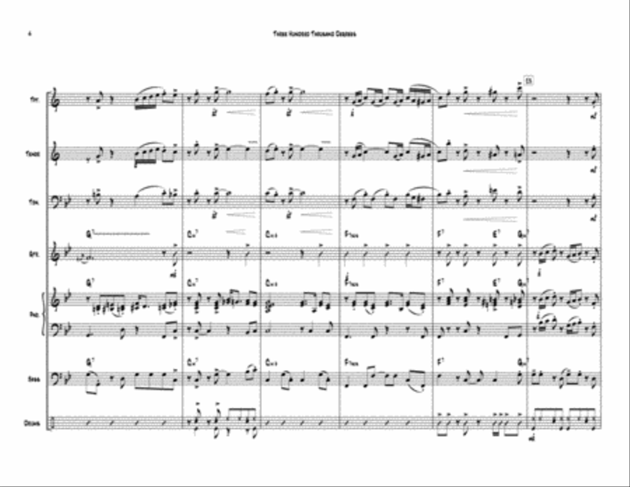 Three Hundred Thousand Degrees (trumpet, sax, trombone) Small Ensemble scores gallery preview page 5