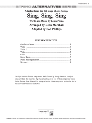 Sing, Sing, Sing (adapted from the stage show Barrage): Score