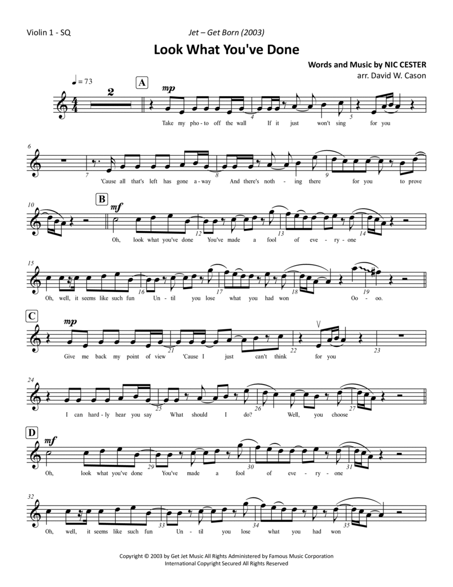 Look What You've Done String Quartet scores gallery preview page 1