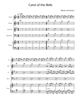 Carol of the Bells - Woodwind Quartet w/ Piano